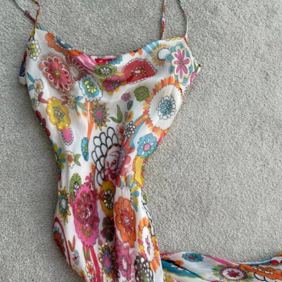 Derhy beautiful white florals and polka dots sequinned maxi fairycore dress - Picture 2 of 4